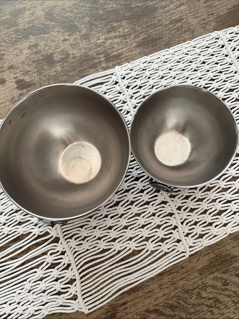 Vintage Revere Ware Stainless Steel O Ring Double Circle Patent Mixing Bowl Set